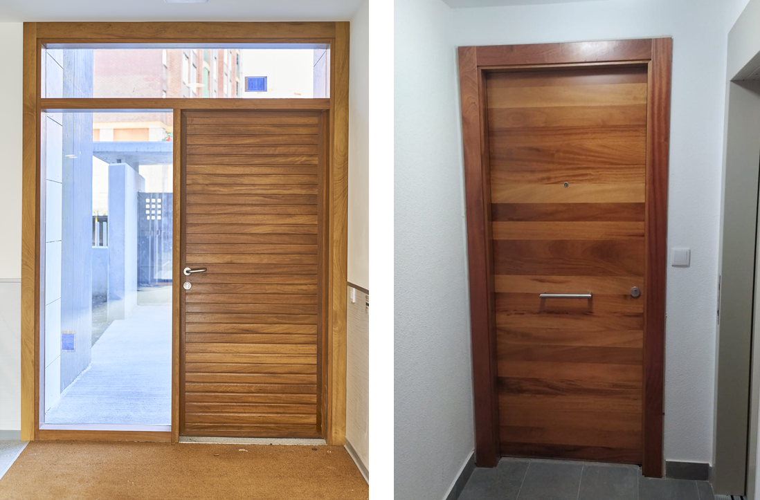 Puerta de madera fabricada por carpintería en Cantabria.